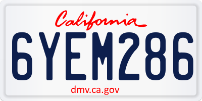 CA license plate 6YEM286
