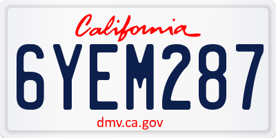 CA license plate 6YEM287