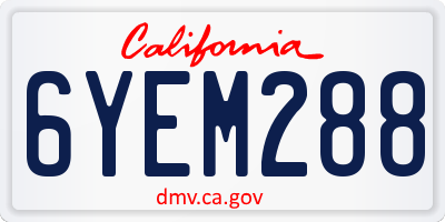 CA license plate 6YEM288