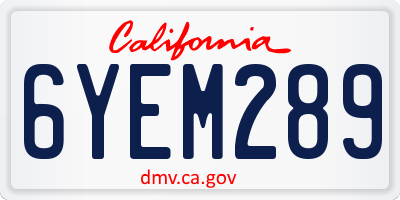 CA license plate 6YEM289