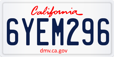 CA license plate 6YEM296