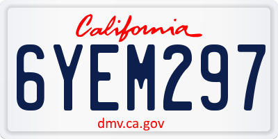 CA license plate 6YEM297