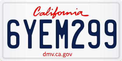 CA license plate 6YEM299