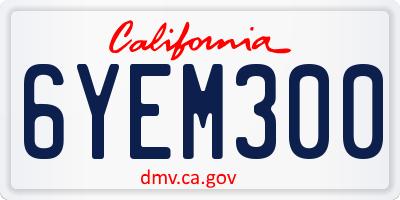 CA license plate 6YEM300