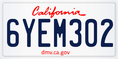 CA license plate 6YEM302