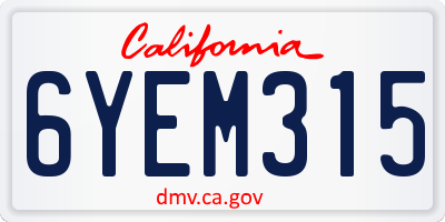 CA license plate 6YEM315