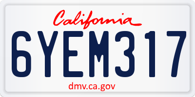 CA license plate 6YEM317