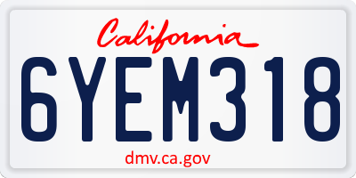 CA license plate 6YEM318