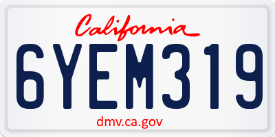 CA license plate 6YEM319