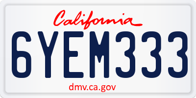 CA license plate 6YEM333