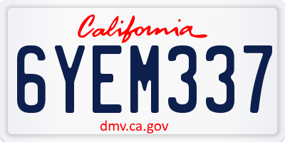CA license plate 6YEM337