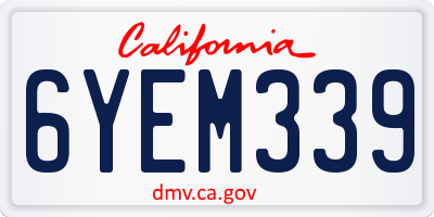 CA license plate 6YEM339
