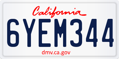CA license plate 6YEM344