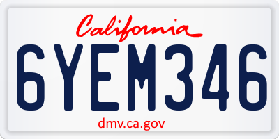 CA license plate 6YEM346