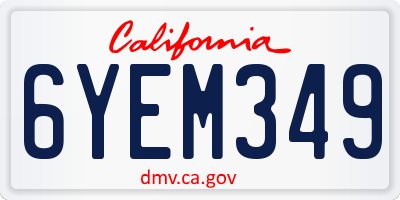 CA license plate 6YEM349