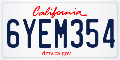 CA license plate 6YEM354
