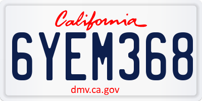 CA license plate 6YEM368