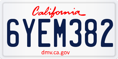 CA license plate 6YEM382