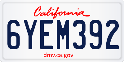 CA license plate 6YEM392