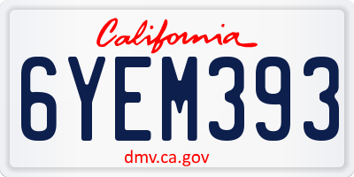 CA license plate 6YEM393