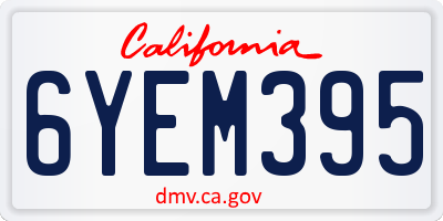 CA license plate 6YEM395