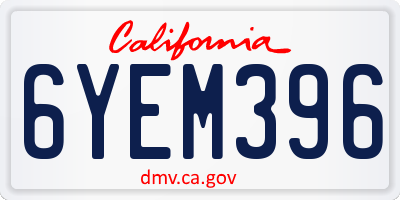 CA license plate 6YEM396