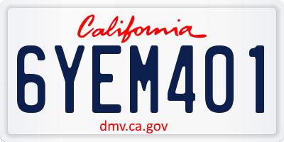 CA license plate 6YEM401
