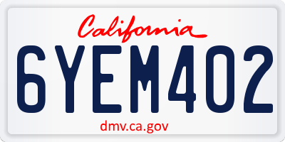 CA license plate 6YEM402