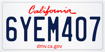 CA license plate 6YEM407