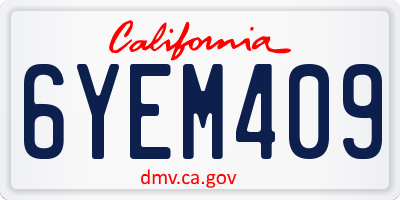 CA license plate 6YEM409