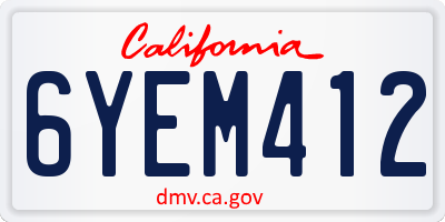CA license plate 6YEM412