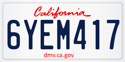 CA license plate 6YEM417