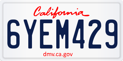 CA license plate 6YEM429