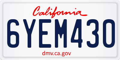 CA license plate 6YEM430