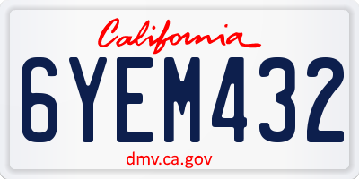 CA license plate 6YEM432