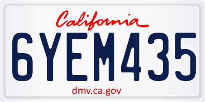 CA license plate 6YEM435