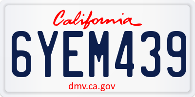 CA license plate 6YEM439