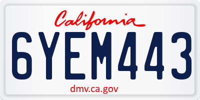CA license plate 6YEM443