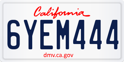 CA license plate 6YEM444