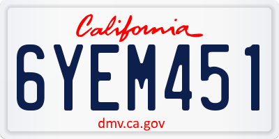 CA license plate 6YEM451