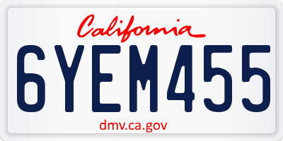 CA license plate 6YEM455
