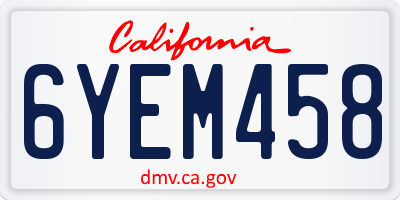 CA license plate 6YEM458