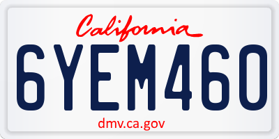 CA license plate 6YEM460