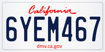 CA license plate 6YEM467