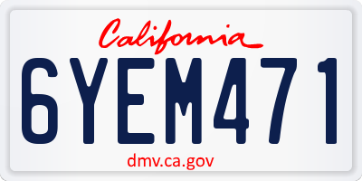 CA license plate 6YEM471