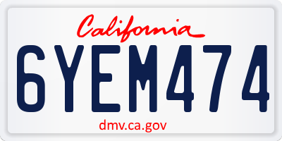 CA license plate 6YEM474