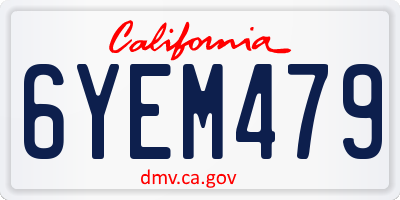 CA license plate 6YEM479