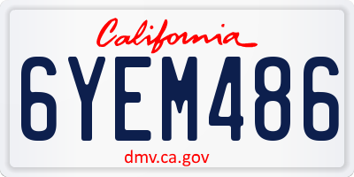 CA license plate 6YEM486