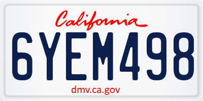 CA license plate 6YEM498