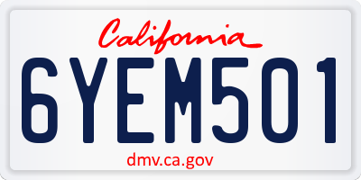 CA license plate 6YEM501